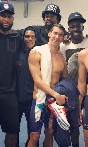 USA Basketball stars hung out with Olympic swimmers after they won gold